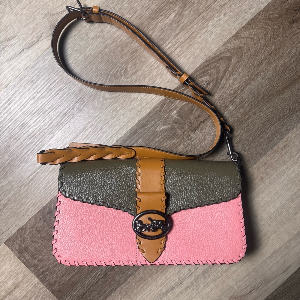 COACH Georgie Shoulder Bag In Colorblock With Whipstitch